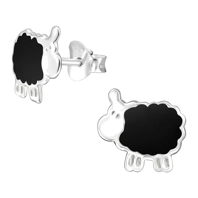 Pair of sterling silver black sheep stud earrings